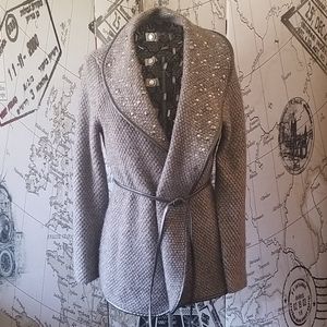 Chico's Taupe Embellished Cardi - Size 1 /…